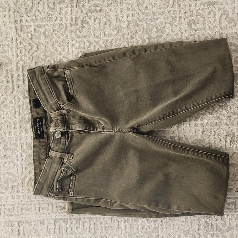 Distressed lucky green denim